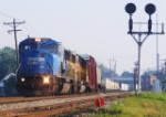 NS 6768 leads NS train 18M at CP Chillicothe on a hazy summer morning